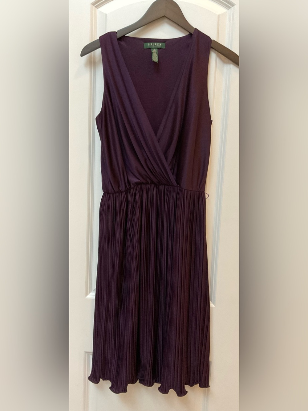 Lauren Ralph Lauren Purple Pleated Charmeuse Dress - Picture 2 of 10
